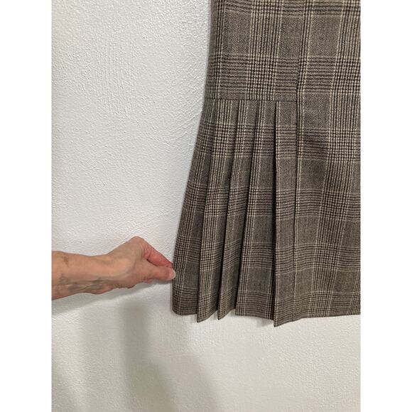 VTG Wool Plaid Pleated Midi Skirt M Preppy Fall Winter Corpcore Preppy RL Vibes - Picture 2 of 11
